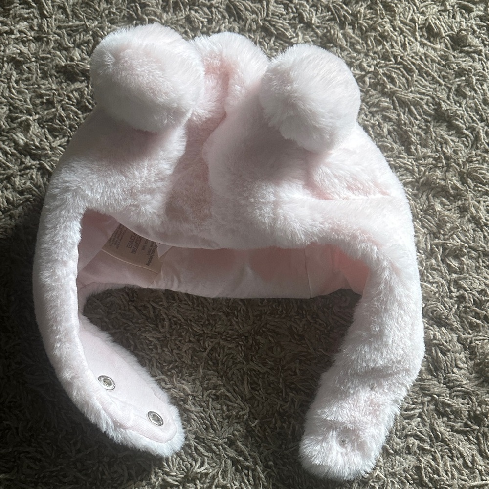 First Impressions Pink Fuzzy Pom-Pom Hat